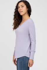 Lavender Waffle Knit Long Sleeve Top