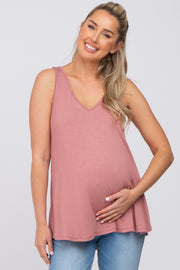 Mauve V-Neck Maternity Tank Top