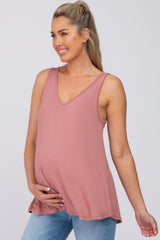 Mauve V-Neck Maternity Tank Top