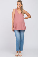 Mauve V-Neck Maternity Tank Top