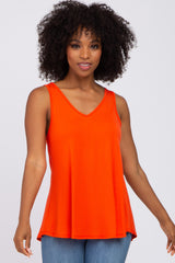 Orange Basic V-Neck Maternity Tank Top