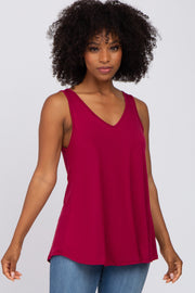 Burgundy Basic V-Neck Tank Top