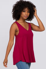 Burgundy Basic V-Neck Tank Top