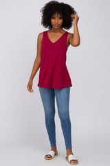 Burgundy Basic V-Neck Tank Top