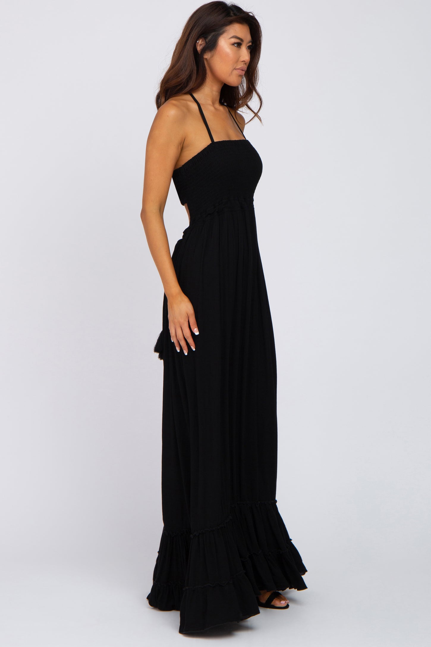 Black Halter Neck Cut Out Maxi Dress – PinkBlush