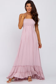 Mauve Halter Neck Cut Out Maxi Dress