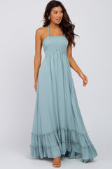 Aqua Halter Neck Cut Out Maxi Dress