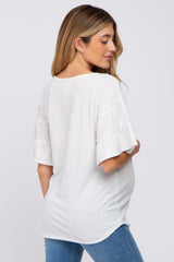 Heather Grey Ruffle Sleeve Ribbed Maternity Top