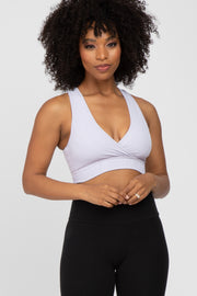 Lavender Ribbed Crossover Sports Bra