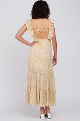 Yellow Floral Ruffle Tiered Maxi Dress