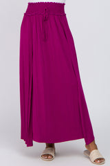 Plum Layered Side Smocked Waist Maxi Skirt