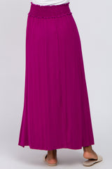 Plum Layered Side Smocked Waist Maxi Skirt