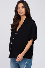 Black Button Up Dolman Sleeve Maternity Top