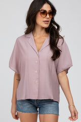 Mauve Button Up Dolman Sleeve Top