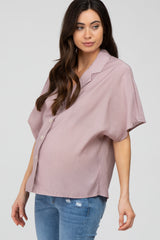 Mauve Button Up Dolman Sleeve Maternity Top