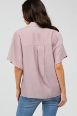 Mauve Button Up Dolman Sleeve Maternity Top