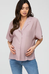 Mauve Button Up Dolman Sleeve Maternity Top