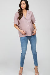 Mauve Button Up Dolman Sleeve Maternity Top