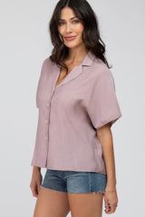 Mauve Button Up Dolman Sleeve Top