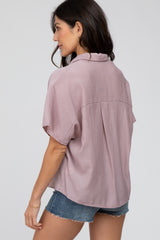 Mauve Button Up Dolman Sleeve Top