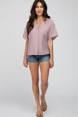 Mauve Button Up Dolman Sleeve Top