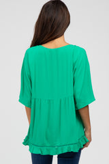 Kelly Green Crochet Accent Dolman Top