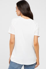 White V-Neck Short Sleeve Maternity Top