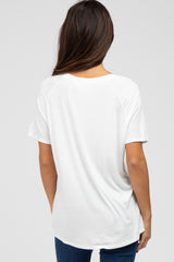 White V-Neck Short Sleeve Top