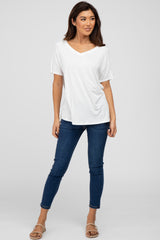 White V-Neck Short Sleeve Top