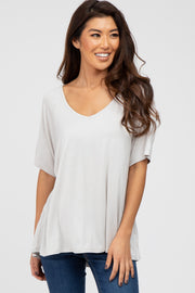 Light Grey Basic Raglan Short Sleeve Top