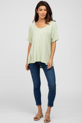 Light Green Basic Raglan Short Sleeve Top