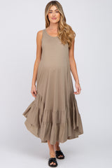 Olive Ruffle Hem Maternity Midi Dress