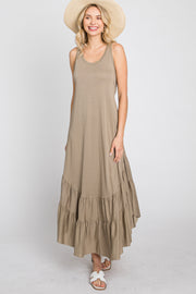 Olive Ruffle Hem Midi Dress