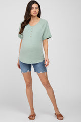 Mint Green Button Up Maternity Top