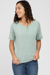 Mint Green Button Up Maternity Top