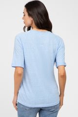 Light Blue Button Up Maternity Top