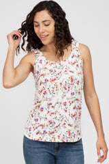 Ivory Floral Ruffle Strap Maternity Top