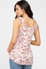 Pink Floral Ruffle Strap Maternity Top