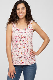 Pink Floral Ruffle Strap Top