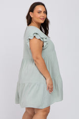 Mint Green Tiered Linen Plus Dress