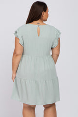 Mint Green Tiered Linen Plus Dress