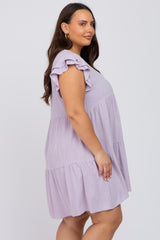 Lavender Tiered Linen Plus Dress