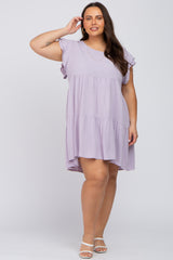 Lavender Tiered Linen Plus Dress