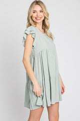 Mint Green Tiered Linen Dress