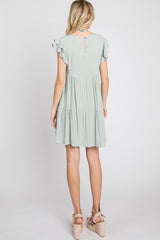 Mint Green Tiered Linen Dress