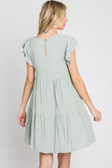 Mint Green Tiered Linen Dress