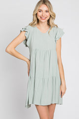 Mint Green Tiered Linen Dress