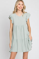 Mint Green Tiered Linen Dress