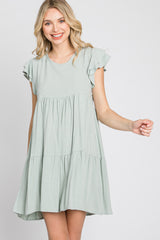 Mint Green Tiered Linen Dress