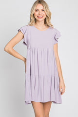 Lavender Tiered Linen Dress